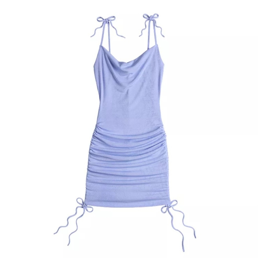 Juniors' Ruched Drawstring Bodycon Dress - Picture 2 of 5